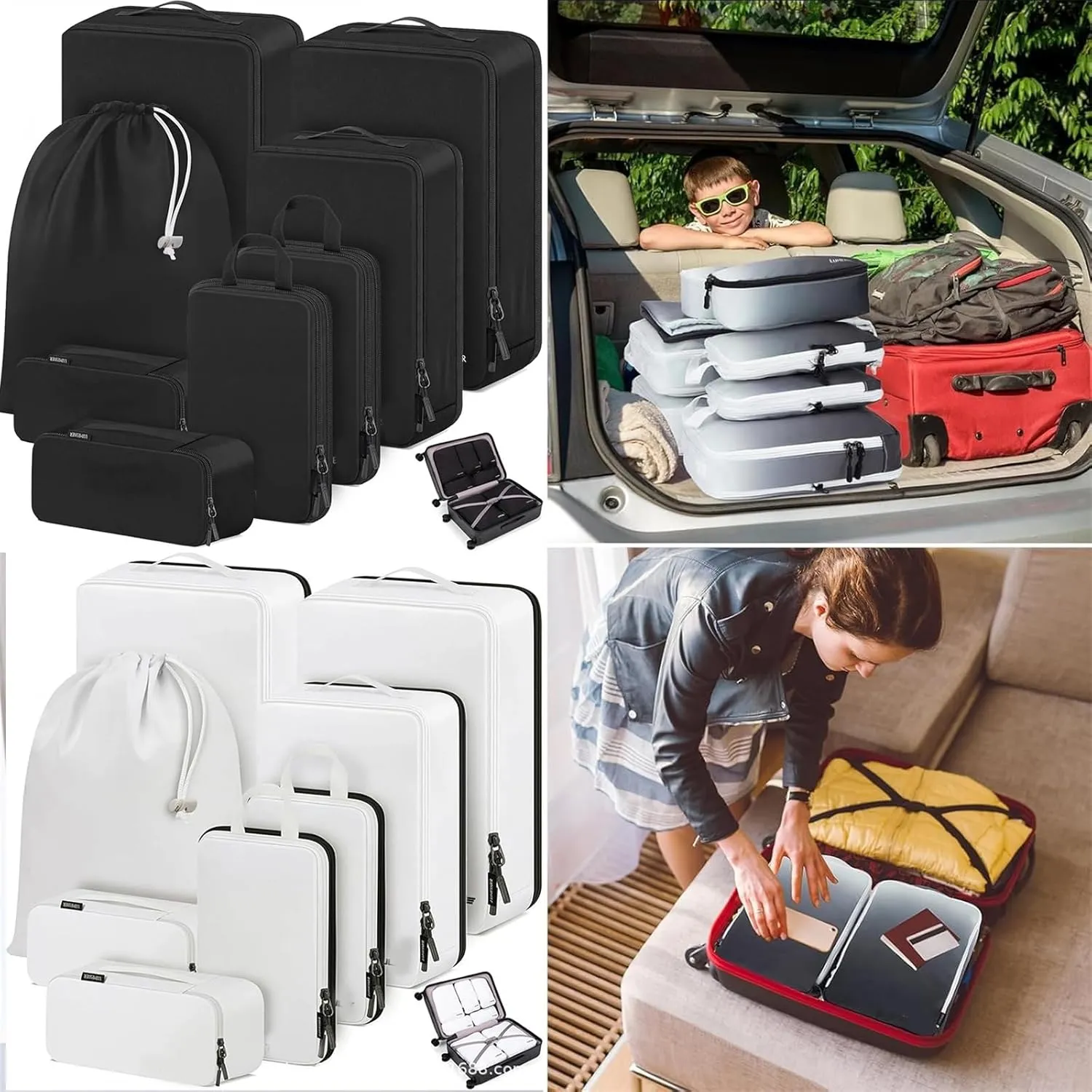 10pc Set Compressible Packing Cubes For Suitcases Travel Accessory Luggage Organizers For Efficient Packing