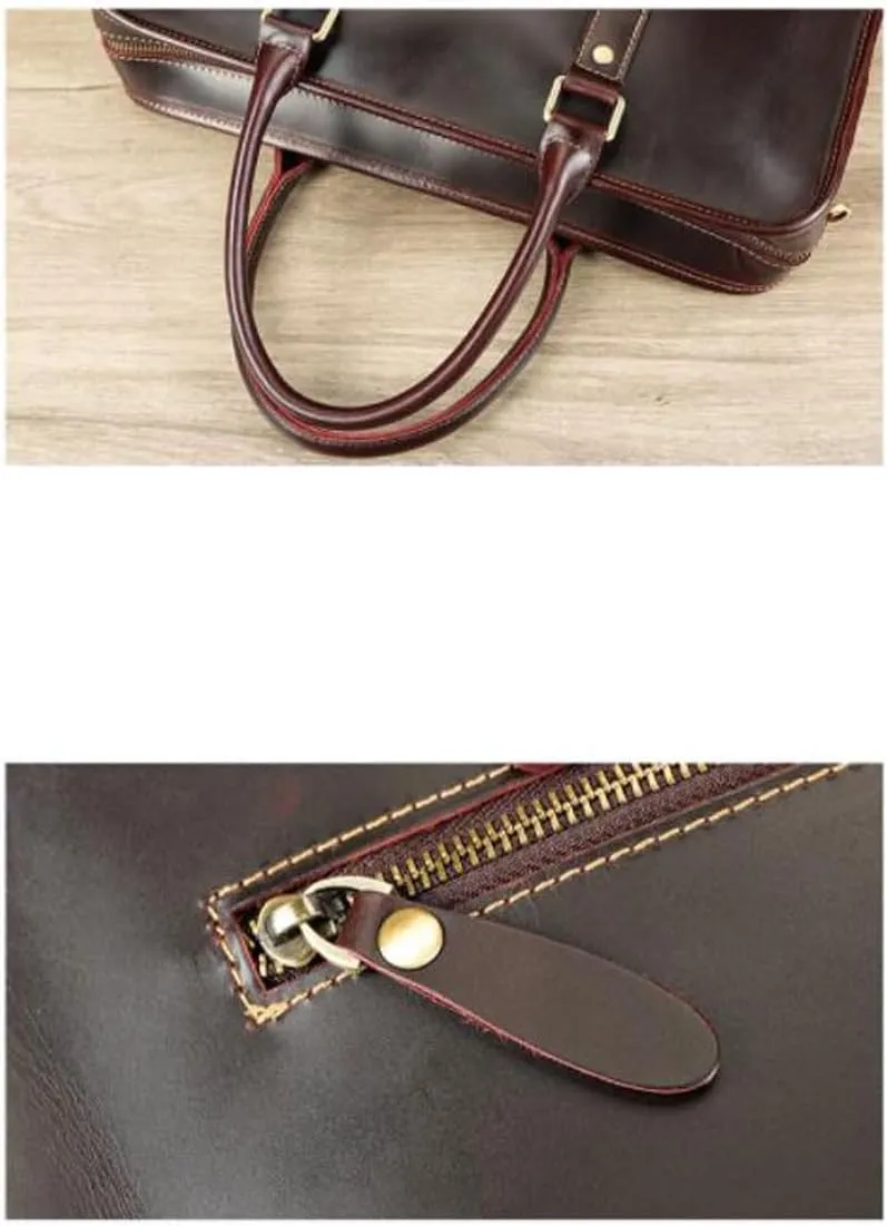 15Inch Business Handbags Briefcases Mens Messenger Shoulder Bags Laptop Bags Leather Carrying Cases