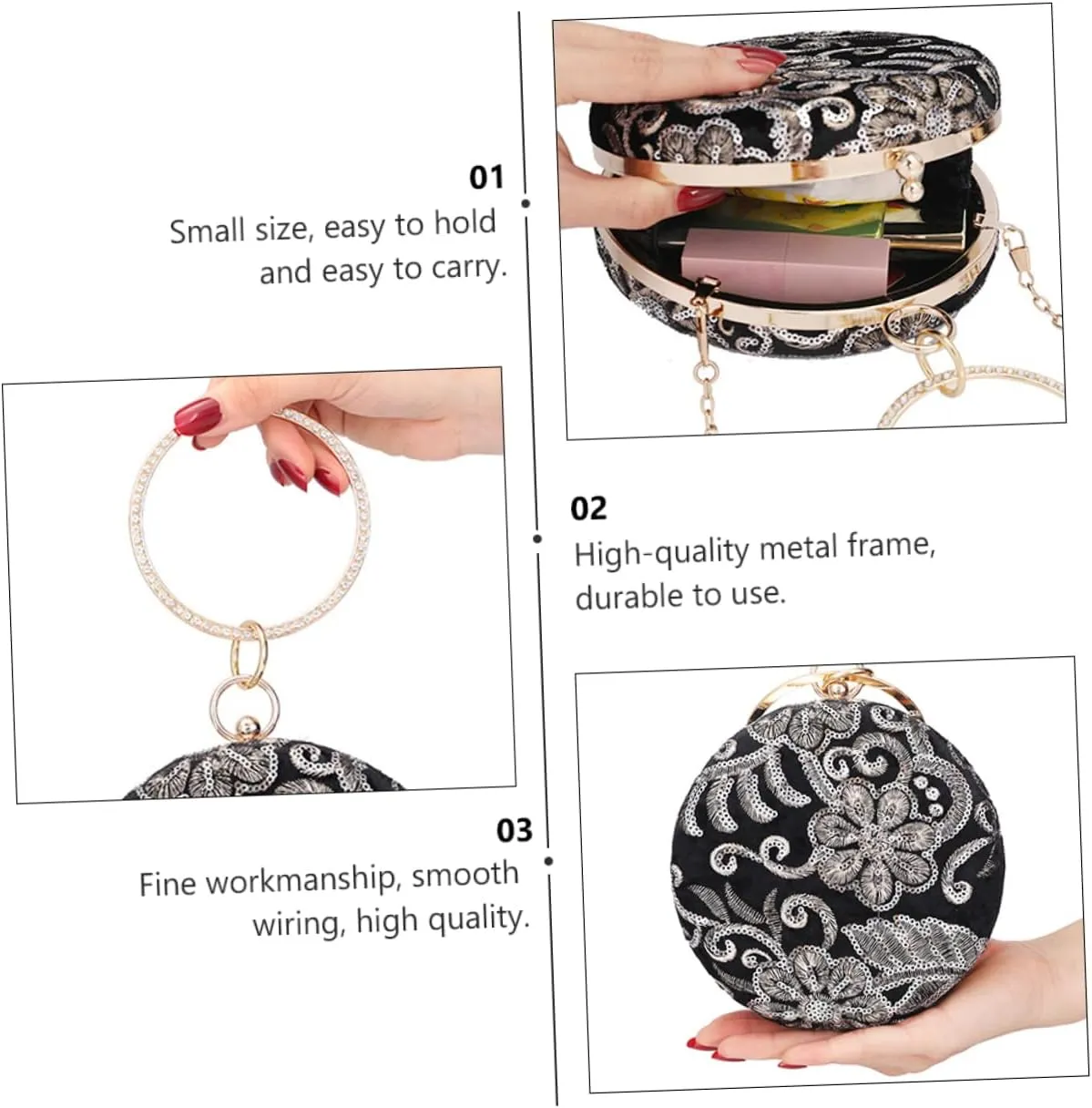 2 Pcs Embroidered Evening Bag Women Clutch Purse Clutch Purses for Women Wedding Evening Clutch Purses
