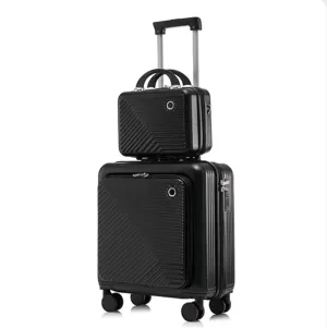 20 Inch Carry On Luggage - Airline Approved Hard-Shell Suitcase with Wheels for Travel (Black)(Black,18in)
