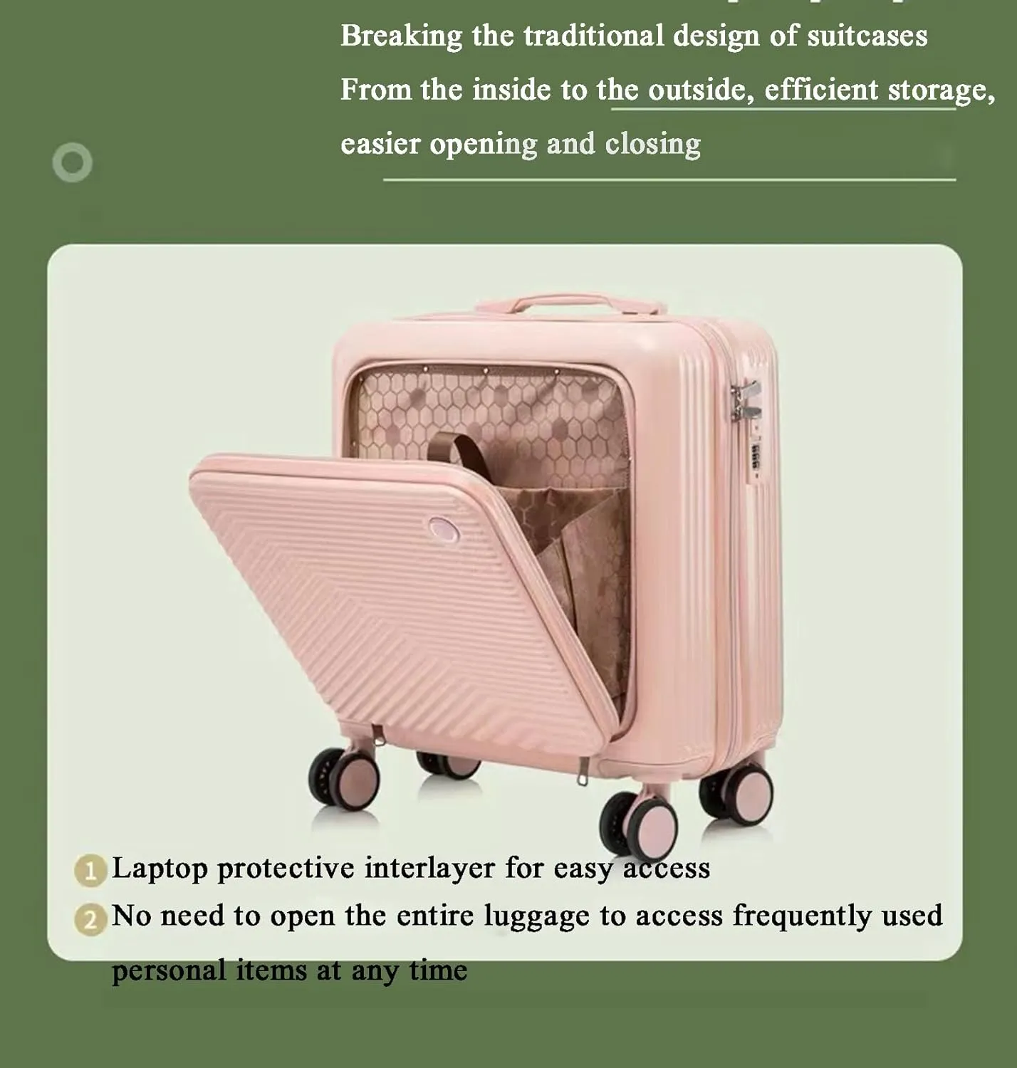 20 Inch Carry On Luggage - Airline Approved Hard-Shell Suitcase with Wheels for Travel (Black)(Silver,18in)