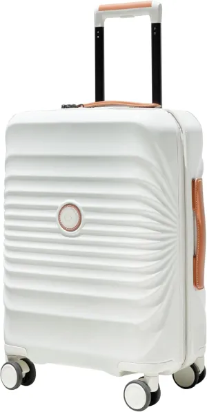 20-Inch Carry-on Luggage, Lightweight ABS Hard Shell Suitcase, TSA Lock, USB Port, 360 Spinner Wheels, Creamy White