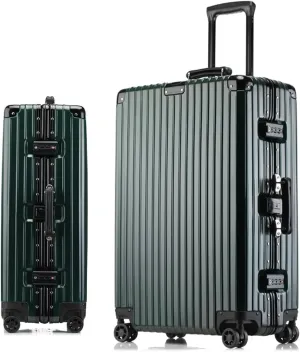 20 Inch Hard Shell Carry On Luggage with Wheels - Aluminum Frame Suitcase for Men and Women - Ideal Travel Gift, White(Green,20in)