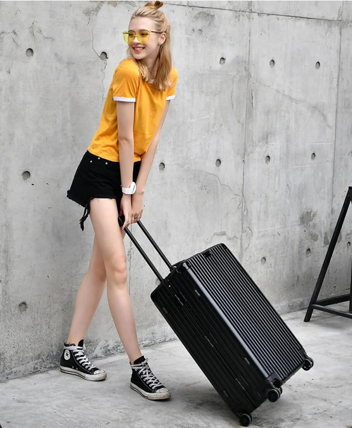 20 Inch Hard Shell Carry On Luggage with Wheels - Aluminum Frame Suitcase for Men and Women - Ideal Travel Gift, White(Green,20in)