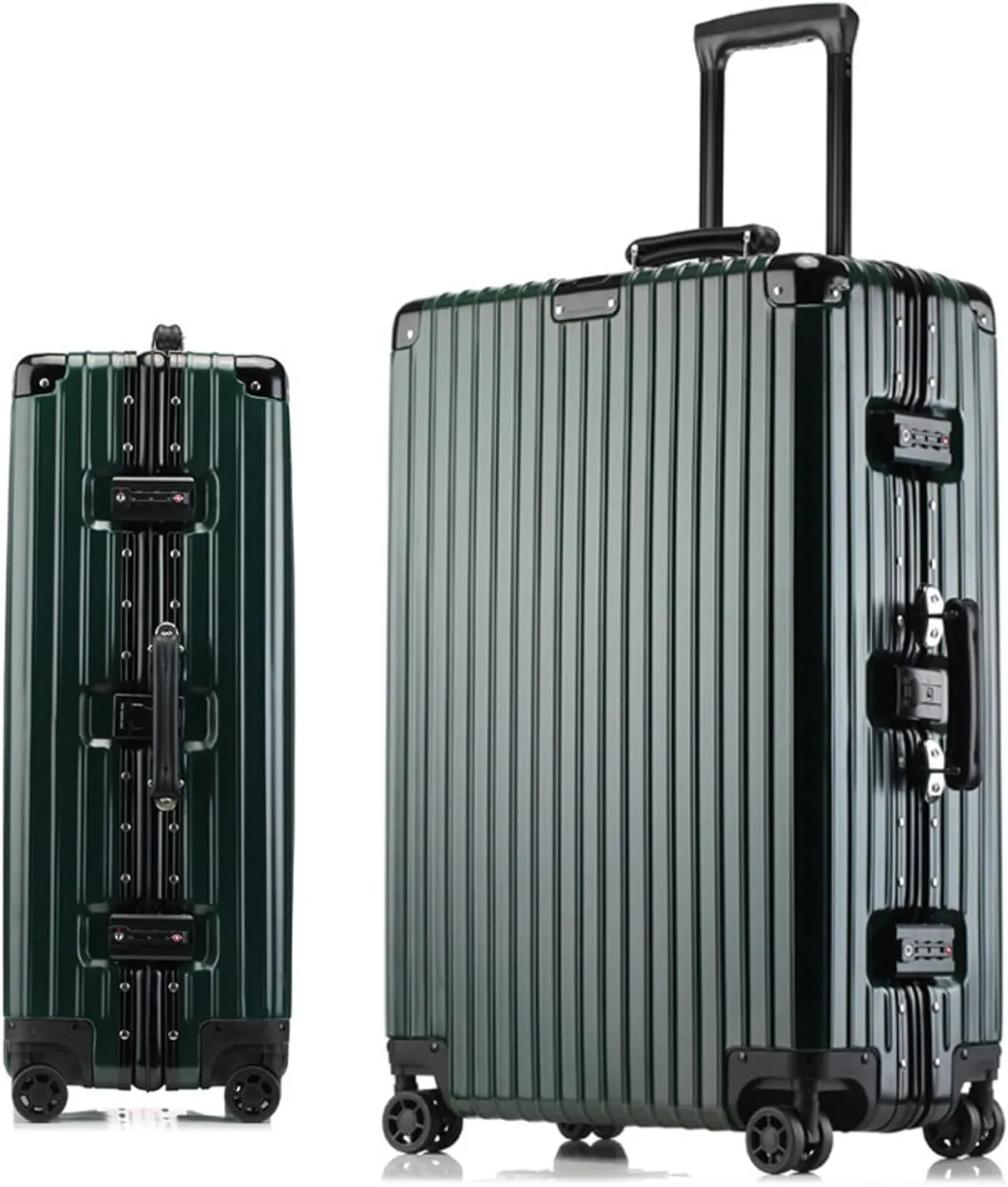 20 Inch Hard Shell Carry On Luggage with Wheels - Aluminum Frame Suitcase for Men and Women - Ideal Travel Gift, White(Green,20in)