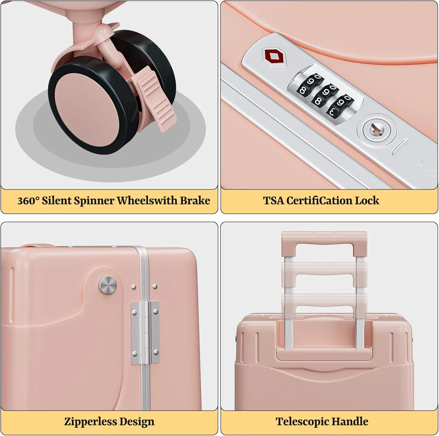 20" Hardshell Carry On Suitcase with Seat for Kids & Adults,Ride on Luggage with Front Pocket & 4 Lockable Spinner Wheels,TSA Lock,USB Port,Luggage Cover,Safty Seatbelt for Travel(Pink, 20 Inch)