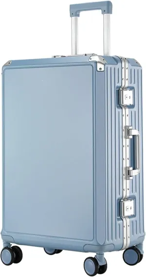22-Inch Zipperless Cabin Suitcase - Affordable Carry-On Luggage with 4 Spinner Wheels(Blue,24in)
