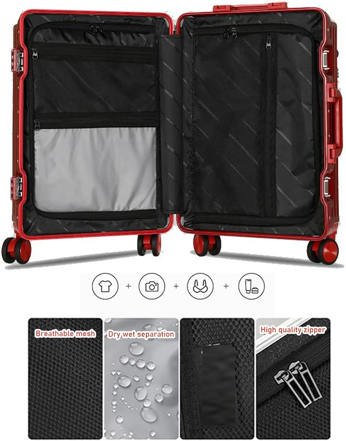 22-Inch Zipperless Cabin Suitcase - Affordable Carry-On Luggage with 4 Spinner Wheels(Blue,24in)