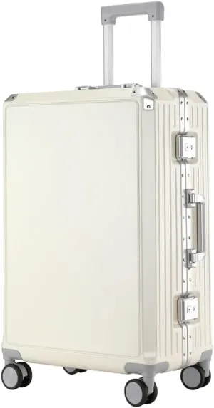 22-Inch Zipperless Cabin Suitcase - Affordable Carry-On Luggage with 4 Spinner Wheels(White,24in)