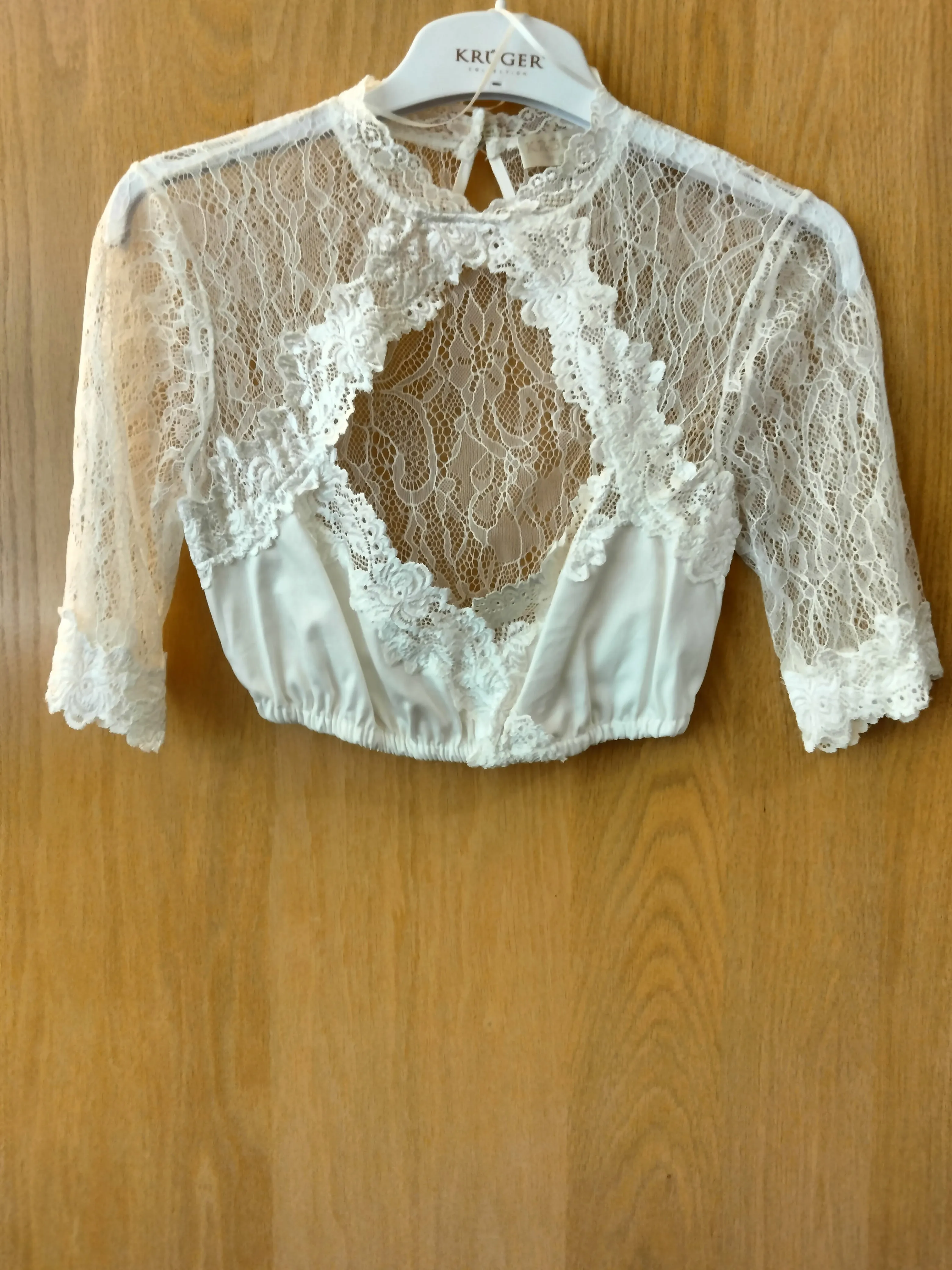 27183 Pippa Interesting Krueger Elegant Festive Lace/ cotton  Dirndl Blouse  with short sleeves