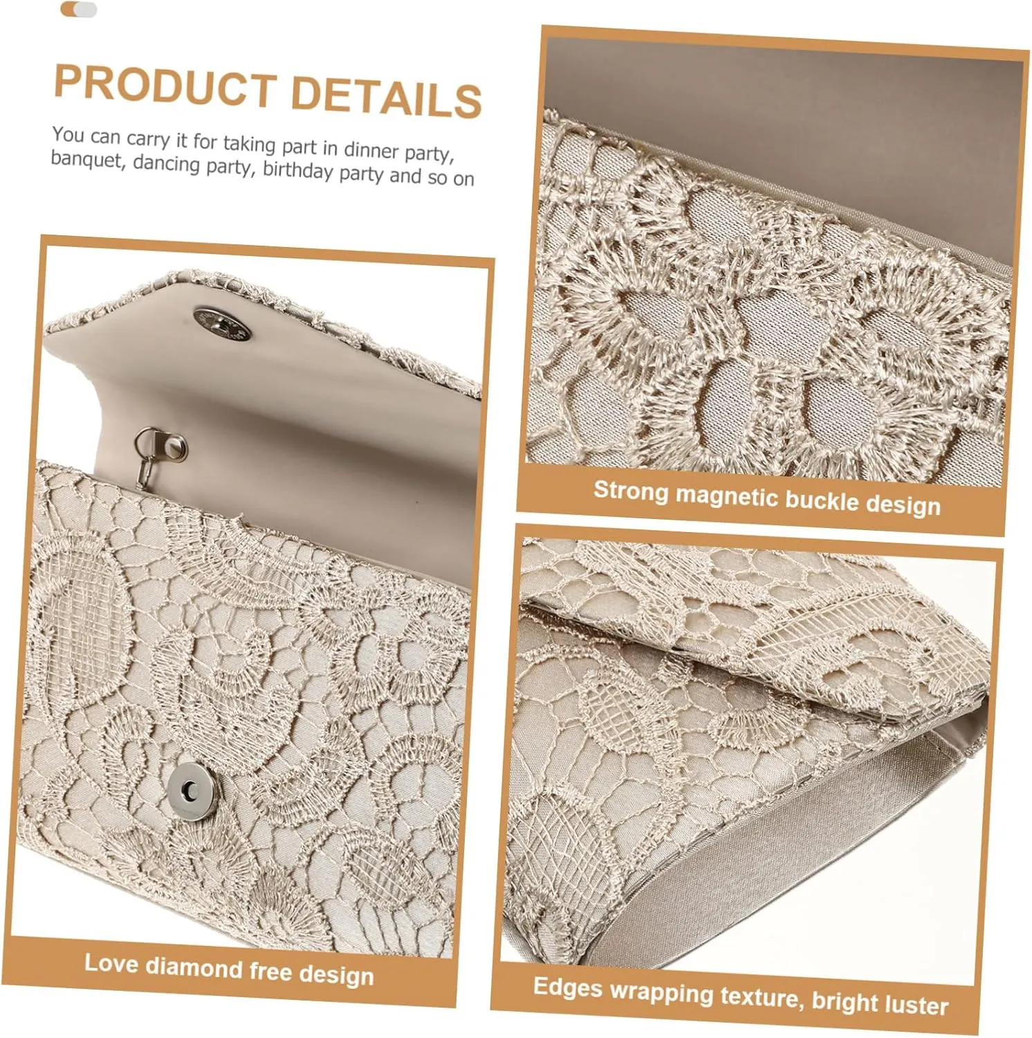 2pcs Handbag Clutch for Women Hand Purse for Women Wedding Clutch Prom Purse Glitter Wallets for Women