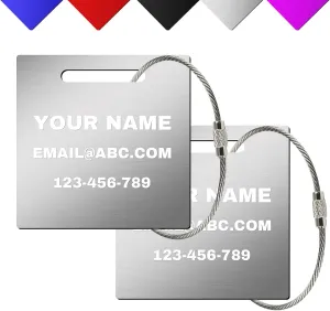2PCS Personalized Luggage Identifiers Tags for Suitcases,Custom Travel Bag Tags for Luggage,Customized Mental Name Tag for Bags&Backpacks&Suitcases