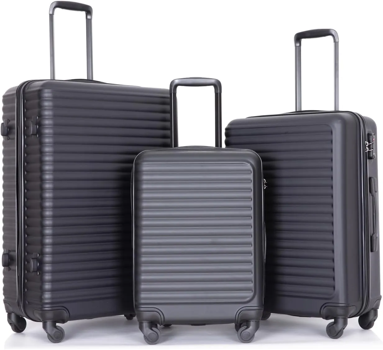 3 Piece Lightweight Luggage Set for Stress-Free Travel, Durable ABS Material, 360 Spinner Wheels, Convenient Storage, Black