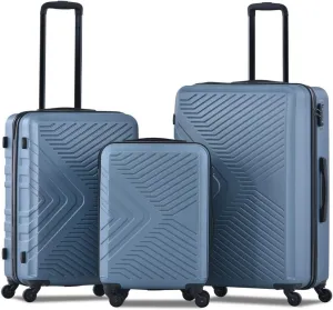 3 Piece Luggage Sets Lightweight Suitcase with Two ; Spinner Wheels; TSA Lock; (20/24/28),Blue