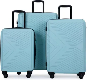 3 Piece Luggage Sets Lightweight Suitcase with Two ; Spinner Wheels; TSA Lock; (20/24/28),Blue