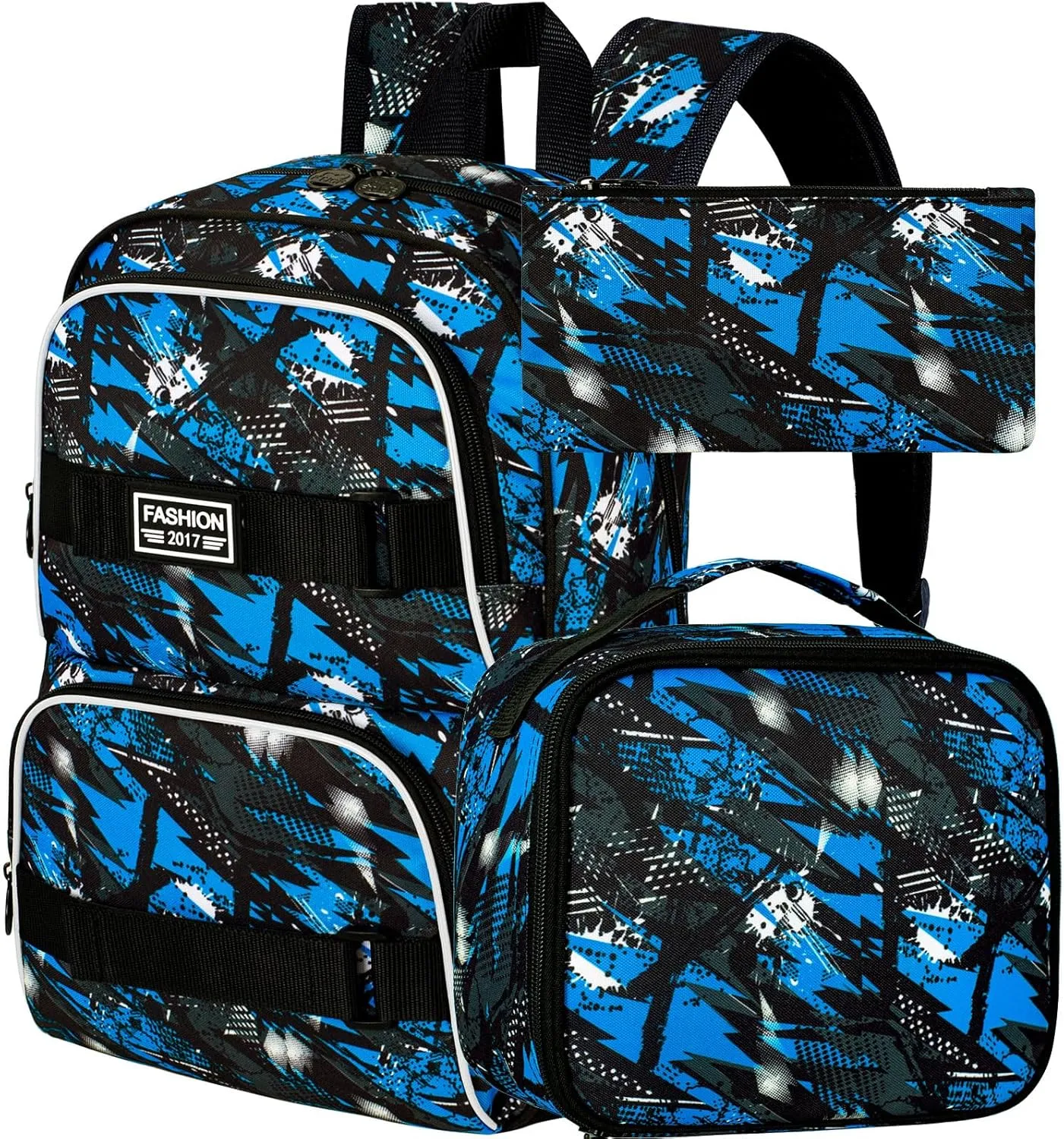 3Pcs Backpack for Girls Boys, 17 Inches Women Men School Bookbag Set for Teens College, Laptop Backpacks with Lunch Box