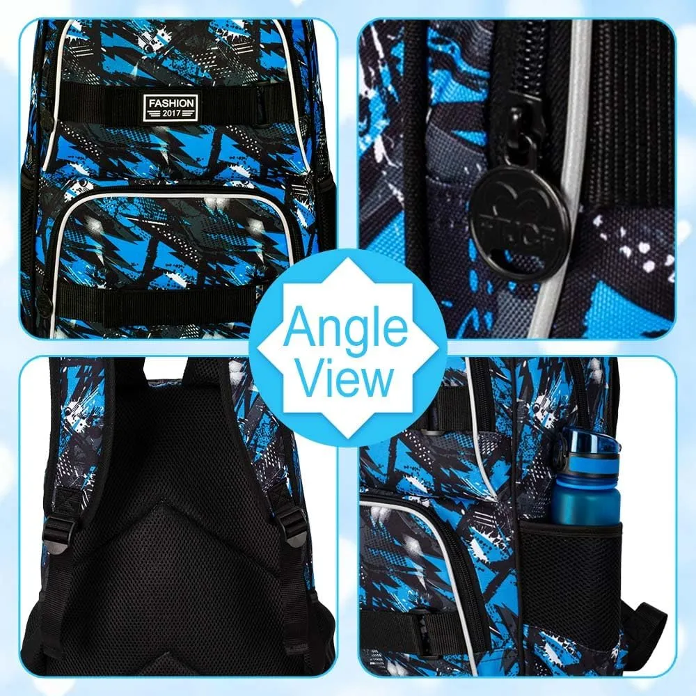 3Pcs Backpack for Girls Boys, 17 Inches Women Men School Bookbag Set for Teens College, Laptop Backpacks with Lunch Box