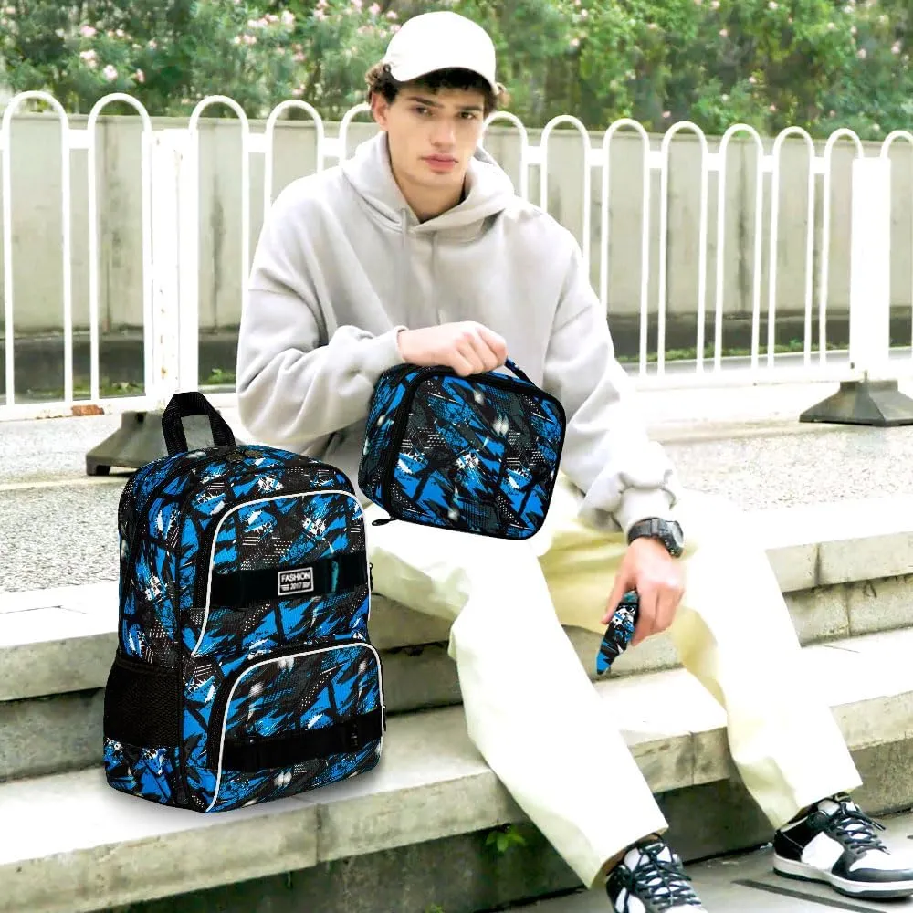 3Pcs Backpack for Girls Boys, 17 Inches Women Men School Bookbag Set for Teens College, Laptop Backpacks with Lunch Box