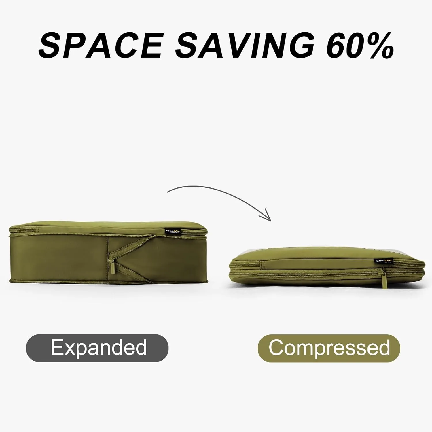 4 Set Compression Packing Cubes for Suitcases and Backpack, Space Saving Organizers, Luggage Bag for Travel Essentials (Army Green)