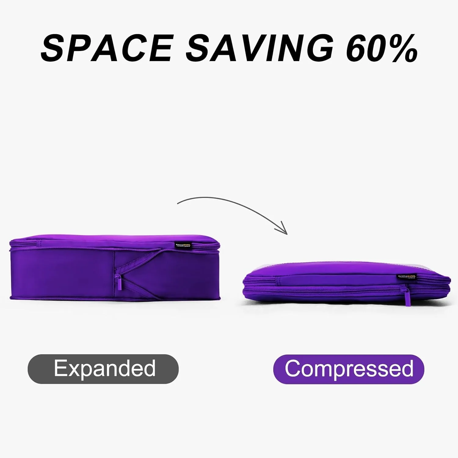 4 Set Compression Packing Cubes for Suitcases and Backpack, Space Saving Organizers, Luggage Bag for Travel Essentials (Bright Purple)