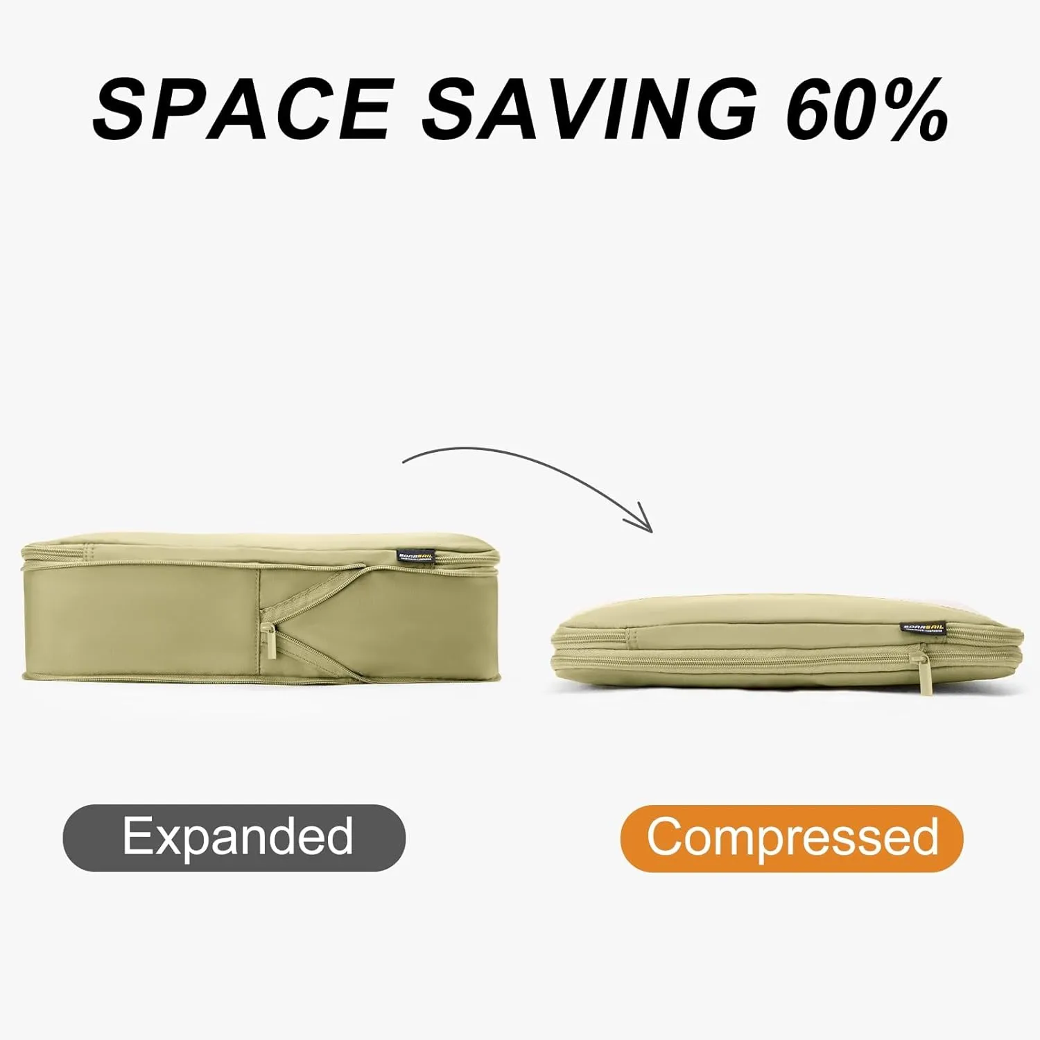 4 Set Compression Packing Cubes for Suitcases and Backpack, Space Saving Organizers, Luggage Bag for Travel Essentials (Bright Yellow)