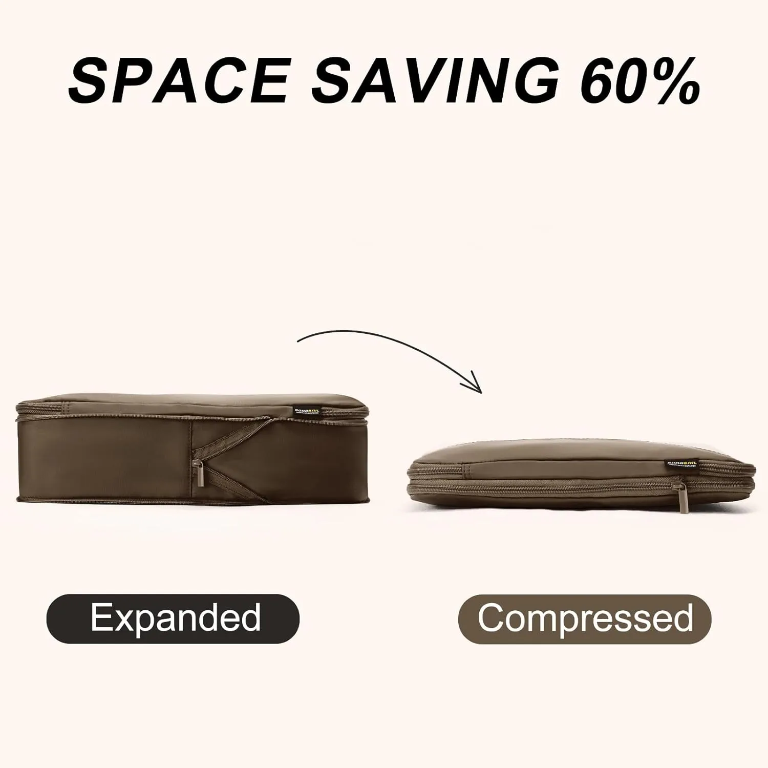 4 Set Compression Packing Cubes for Suitcases and Backpack, Space Saving Organizers, Luggage Bag for Travel Essentials (Charcoal Gray)
