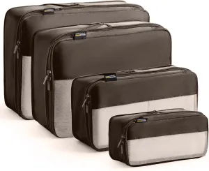 4 Set Compression Packing Cubes for Suitcases and Backpack, Space Saving Organizers, Luggage Bag for Travel Essentials (Charcoal Gray)