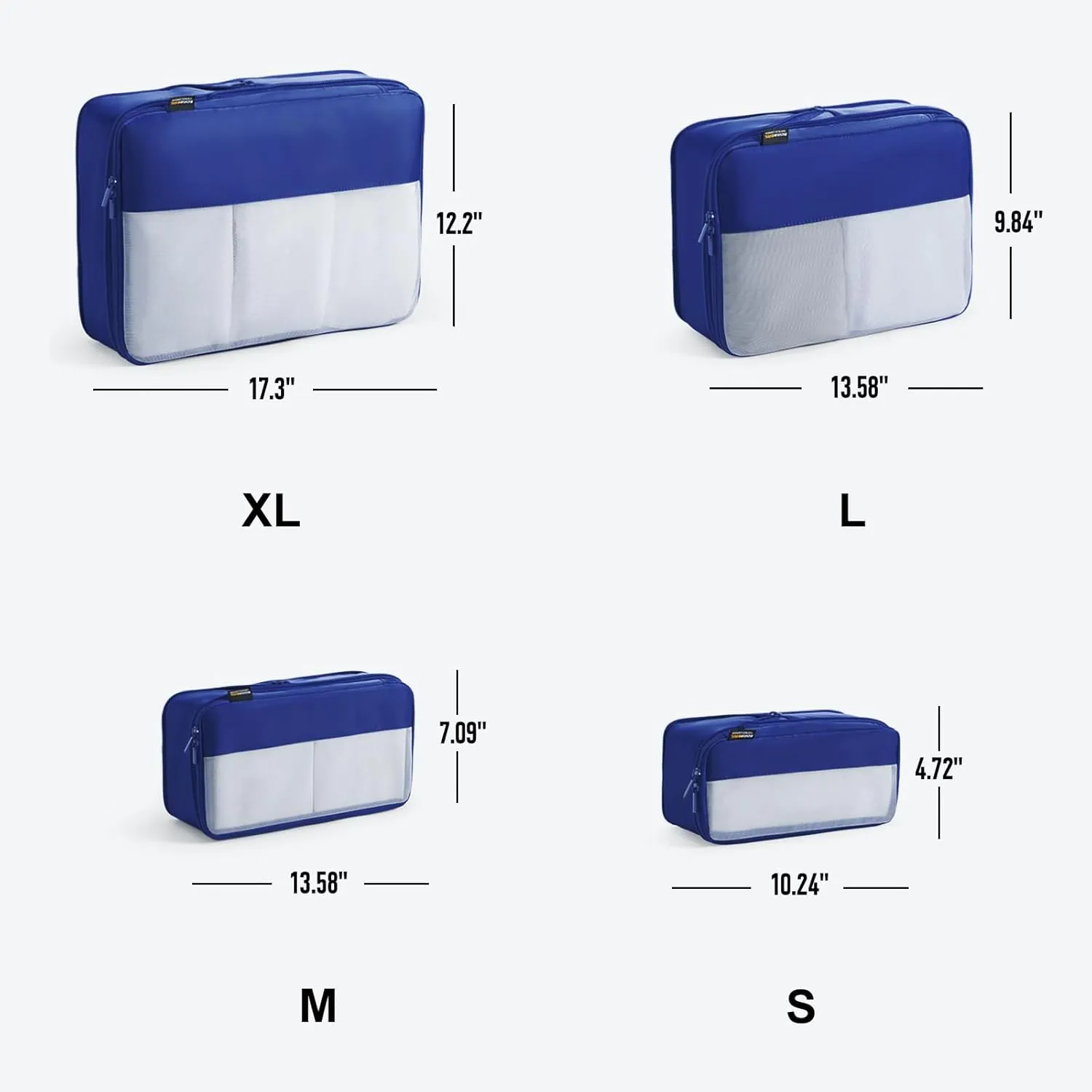 4 Set Compression Packing Cubes for Suitcases and Backpack, Space Saving Organizers, Luggage Bag for Travel Essentials (Dark Blue)