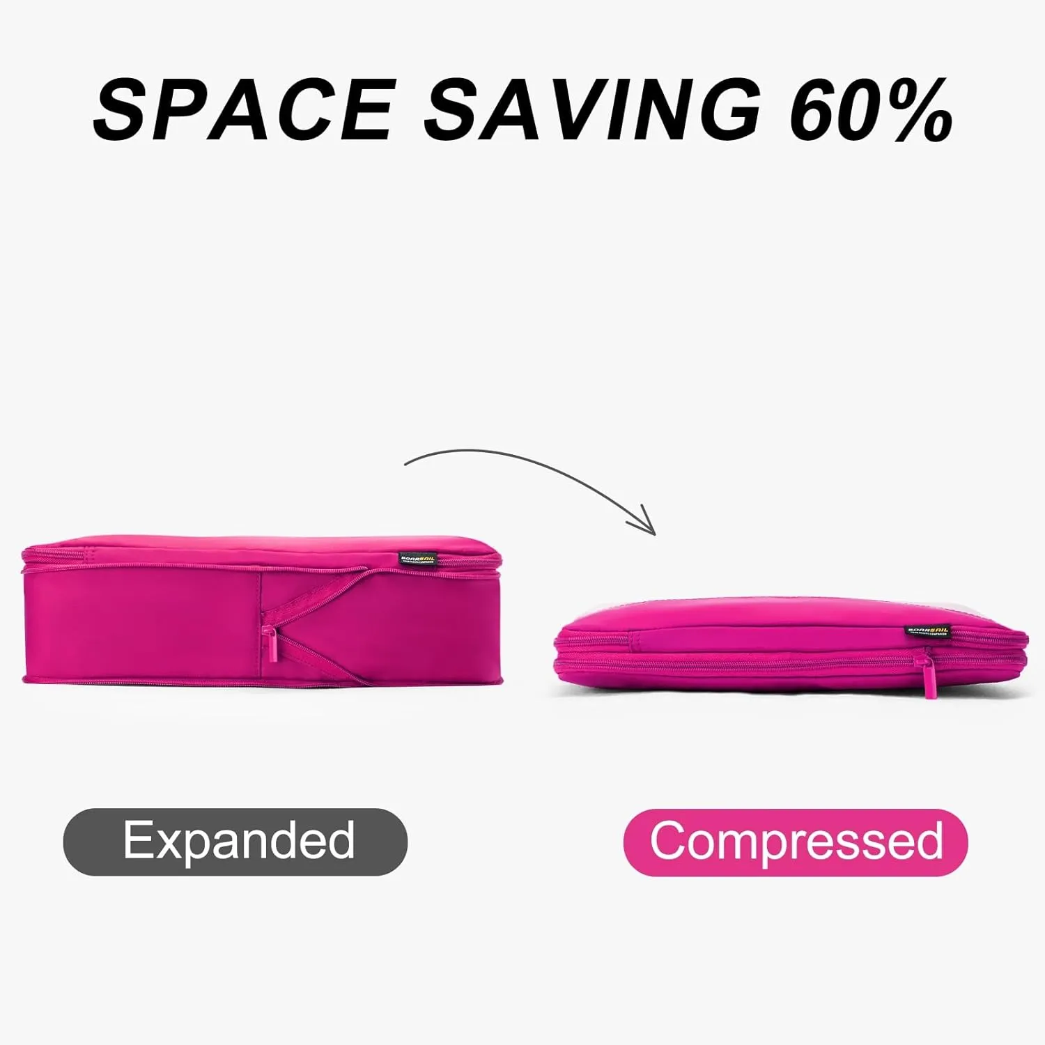 4 Set Compression Packing Cubes for Suitcases and Backpack, Space Saving Organizers, Luggage Bag for Travel Essentials (Rose Red)