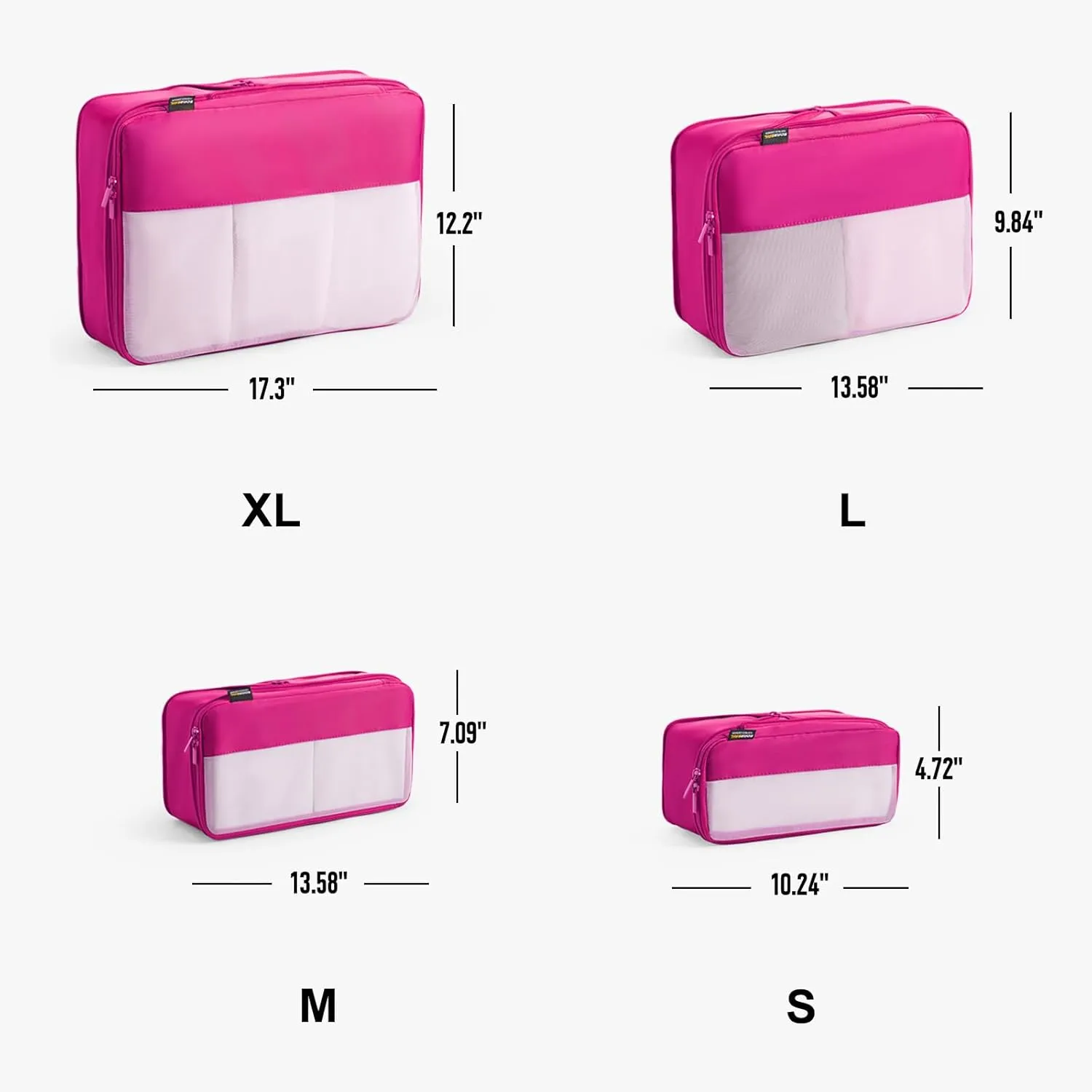 4 Set Compression Packing Cubes for Suitcases and Backpack, Space Saving Organizers, Luggage Bag for Travel Essentials (Rose Red)