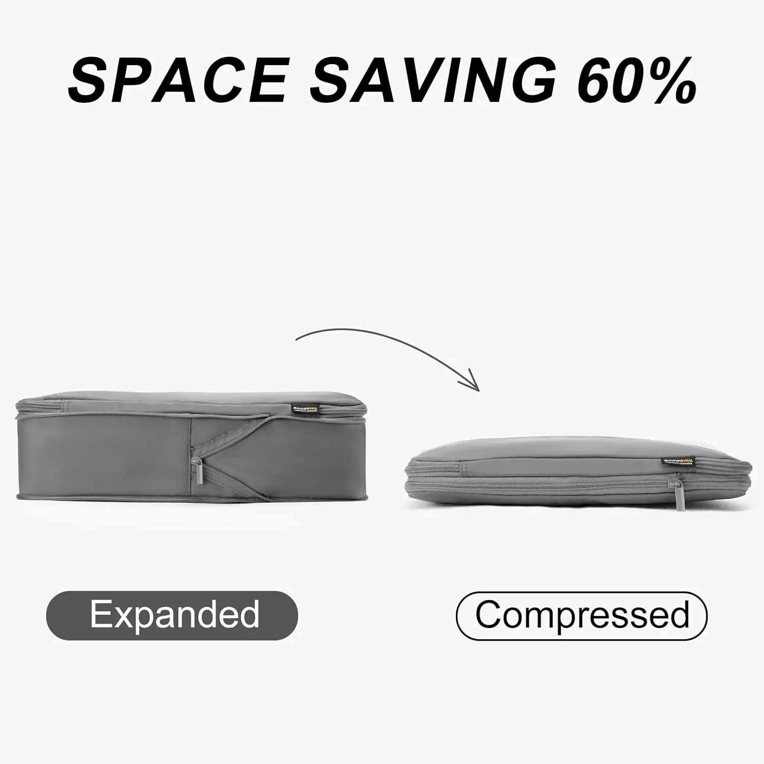 4 Set Compression Packing Cubes for Suitcases and Backpack, Space Saving Organizers, Luggage Bag for Travel Essentials (Silver)