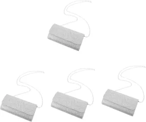 4pcs Luxury Evening Bag for Women White Pink Clutch Purse with Chain Handbag for Women