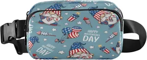 4th Of July America Belt Bag for Women Men Independence Gnome Cartoon Fanny Pack Small Waist Pouch Crossbody Bags for Outdoor Hiking Running Travel