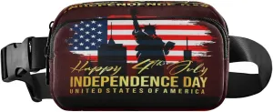 4th Of July Independence Day Belt Bag for Women Men Fanny Pack Small Waist Pouch Crossbody Bags for Outdoor Hiking Running Travel