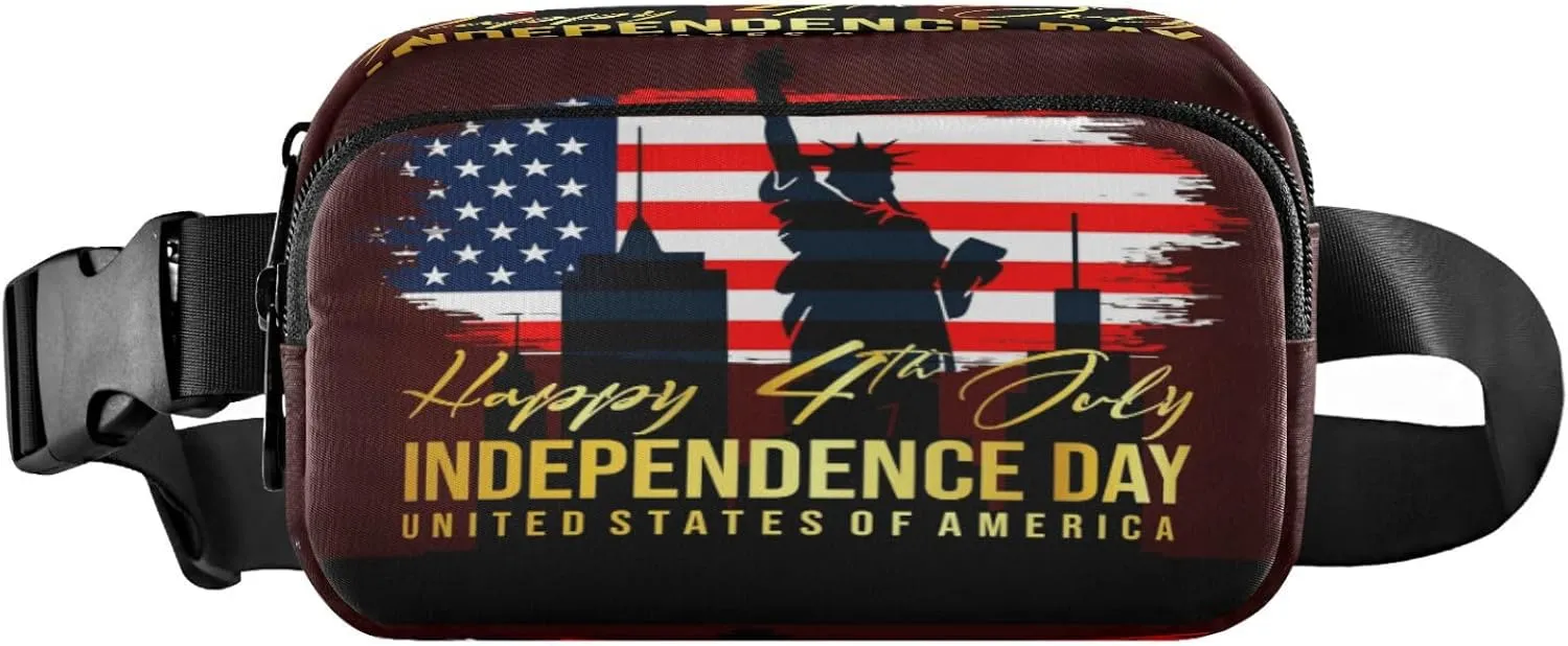 4th Of July Independence Day Belt Bag for Women Men Fanny Pack Small Waist Pouch Crossbody Bags for Outdoor Hiking Running Travel