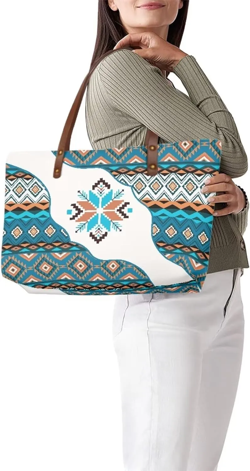 African Tribal Ethnic Print Women Tote Shoulder Bags Casual Handbag