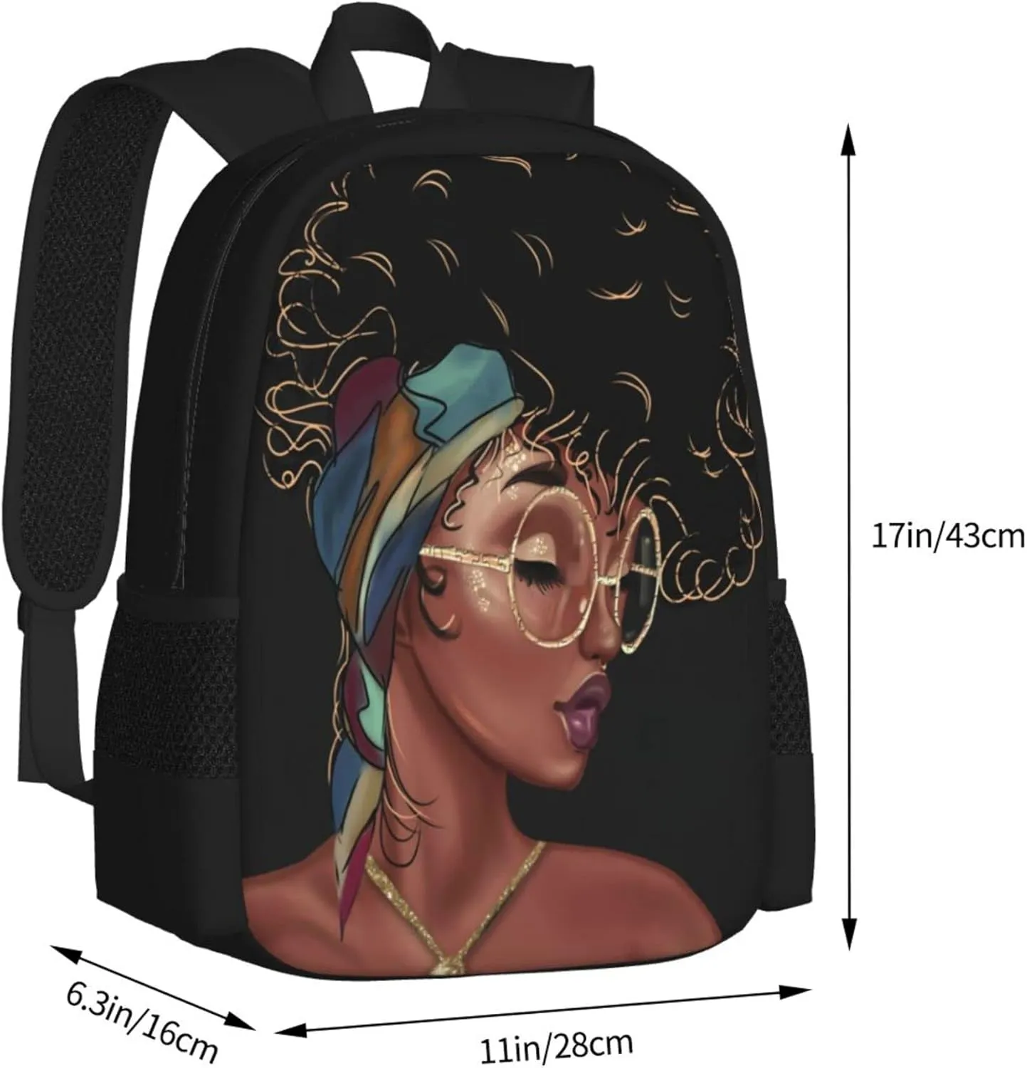 Afro Black Girl Backpack Laptop Backpack African Bookbag for Teen Women School Students Office 17 Inch