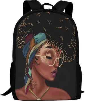 Afro Black Girl Backpack Laptop Backpack African Bookbag for Teen Women School Students Office 17 Inch