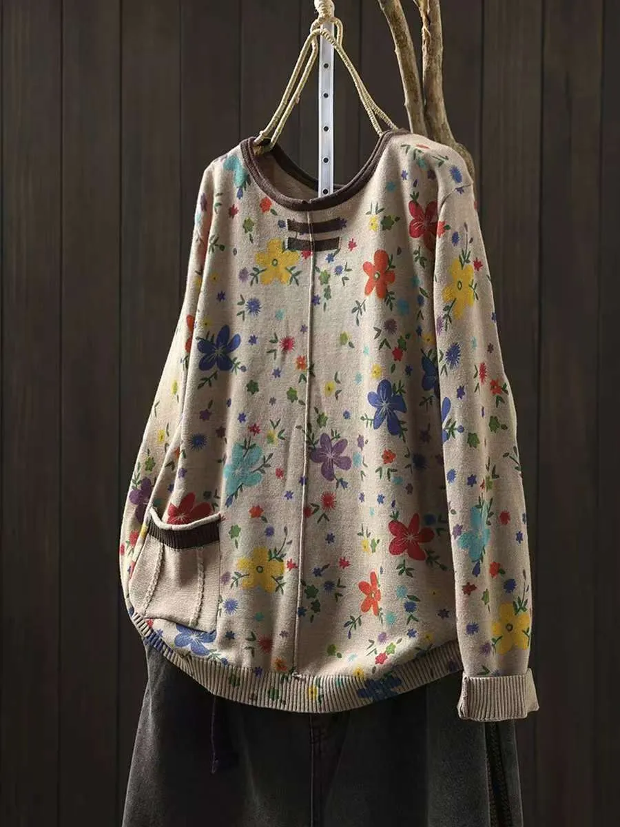 Amorette® | Cozy Botanical Print Pullover