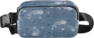Animal Baby Manatee Belt Bag for Women Men Fanny Pack Small Waist Pouch Crossbody Bags for Outdoor Hiking Running Travel