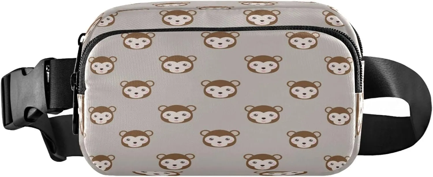 Animal Monkey Belt Bag for Women Men Brown Fanny Pack Small Waist Pouch Crossbody Bags for Outdoor Hiking Running Travel