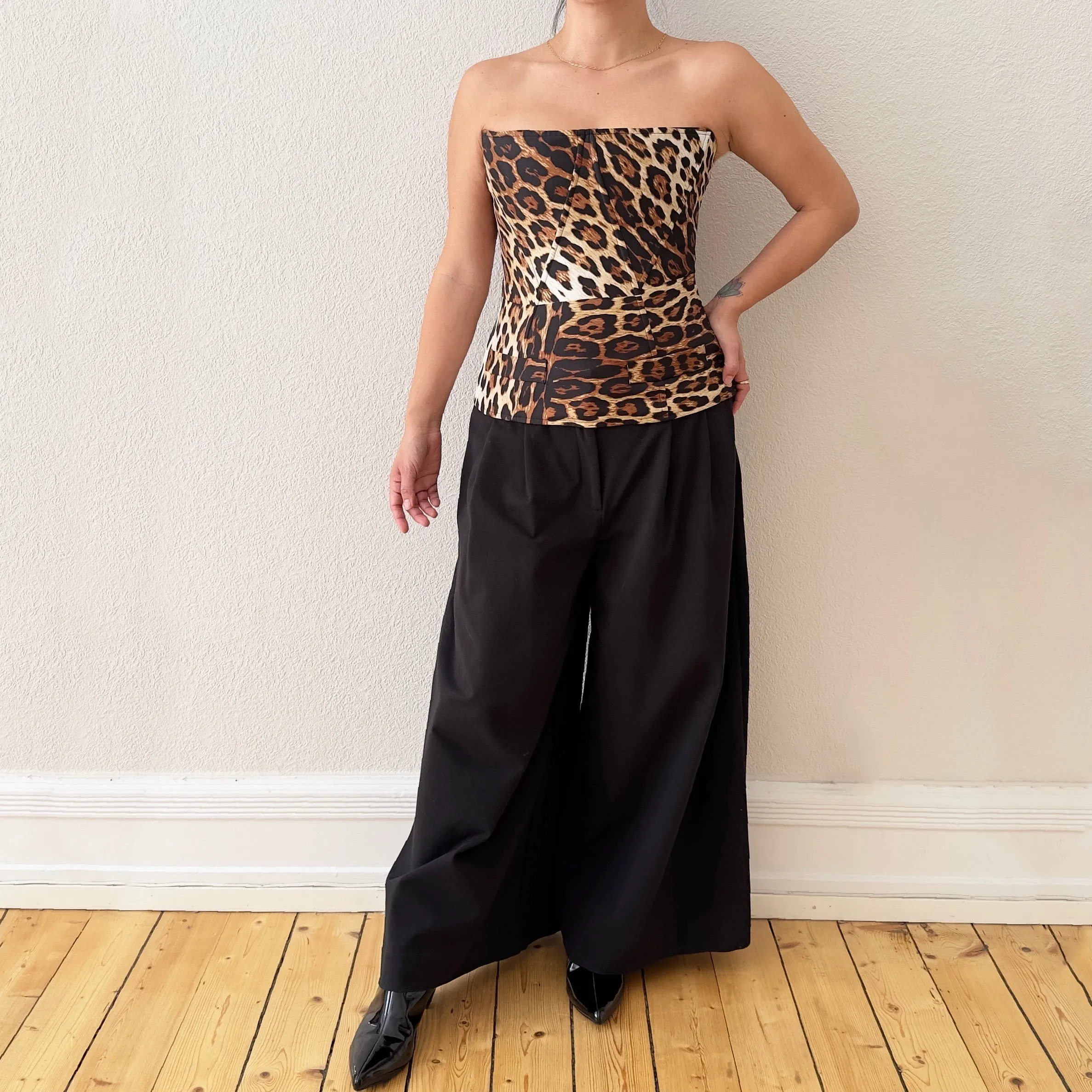 Animal Print Corset Silk Top