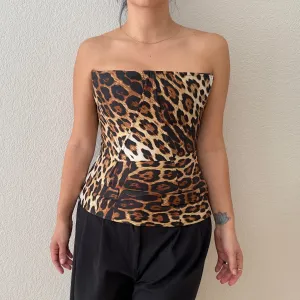 Animal Print Corset Silk Top