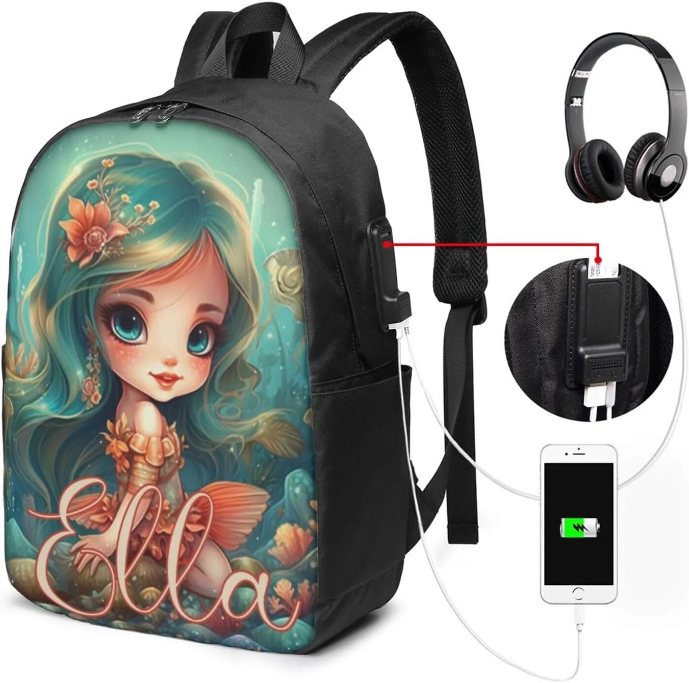 Artsadd Custom Backpack for Girls Personalized Girls Backpack with Name Back to School Supplies BackPack for Women School Bookbag Backpack for School Laptop Backpack for Students Travel Backpack