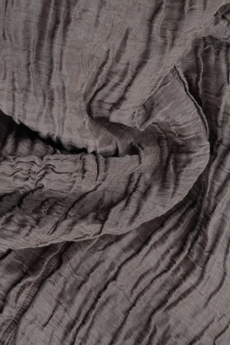 Asymmetric Crinkled Truffle Silk Linen Tunic