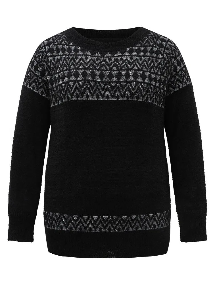 Bandana Print Fuzzy Sparkly Pullover