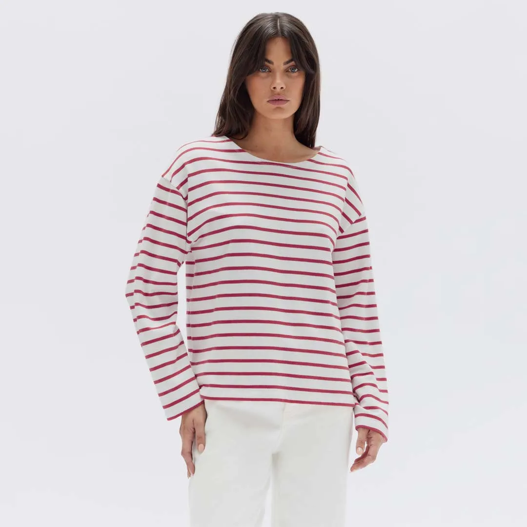 BATEAU LONG SLEEVE TEE | SYRAH/WHITE