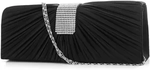 BESPORTBLE Fashionable Bridal Tote Bag Rhinestone Evening Clutch Purse Satin Shoulder Bag