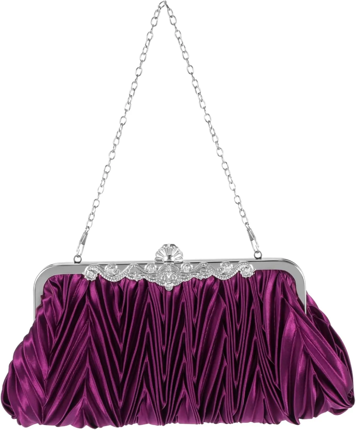 BESPORTBLE Satin Evening Clutch Wedding Party Purse Handbags Detachable Chain Cocktail Bag