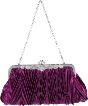 BESPORTBLE Satin Evening Clutch Wedding Party Purse Handbags Detachable Chain Cocktail Bag